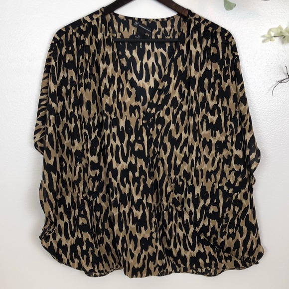 INC animal print blouse with flattering neckline - Picture 2 of 5